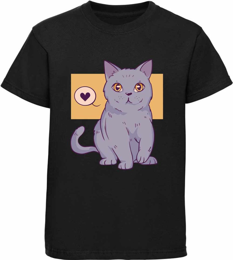 Printed Kids Shirt Cat with Heart